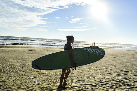 bonfil, Acapulco, pludmale, surfer, viļņi, jūra, okeāns
