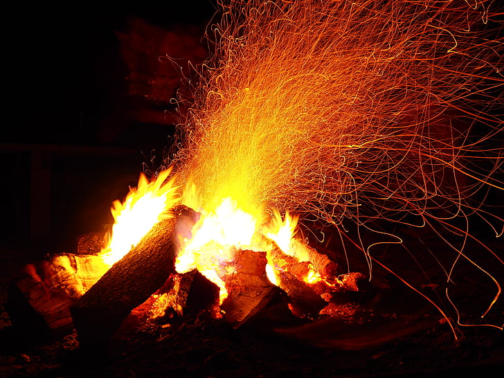 przygoda, ognisko, Camping, ogień, odkryty, ciepłe, płomień