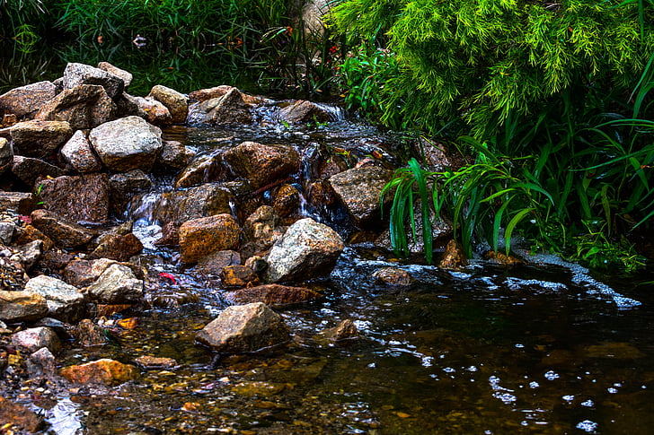 creek, rocks, river, nature, stream, natural, green