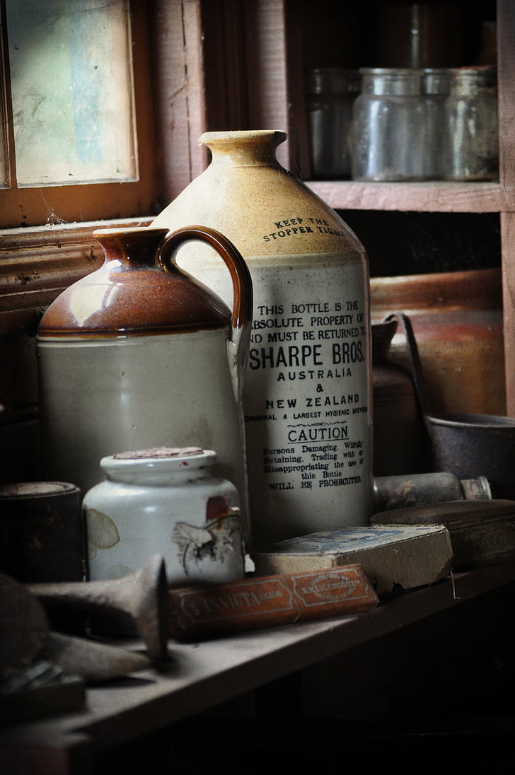 old, bottle, window, dust, dusty, abandoned, shelf