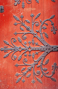 dvere, červená, kovanie, Architektúra, Alsace, kultúr, Ázia