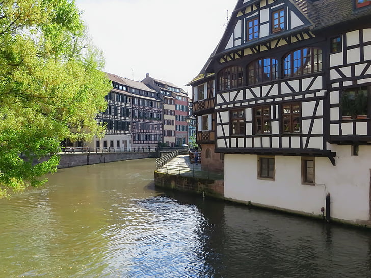 Strasbourg, Petite france, kanaler, stud, hus, Alsace