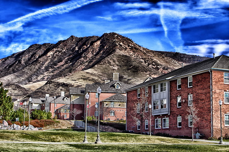 Salt lake city, Utah, Univerzita, budovy, bydlení, hory, HDR