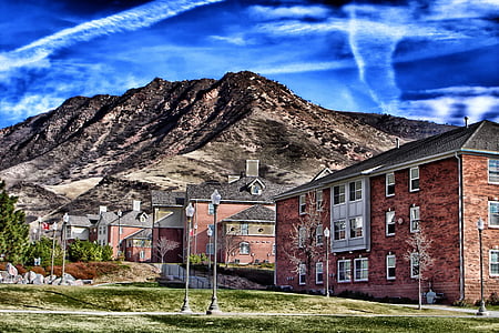 Bloomfield Hills, Utah, Universitat, edificis, l'habitatge, muntanyes, HDR