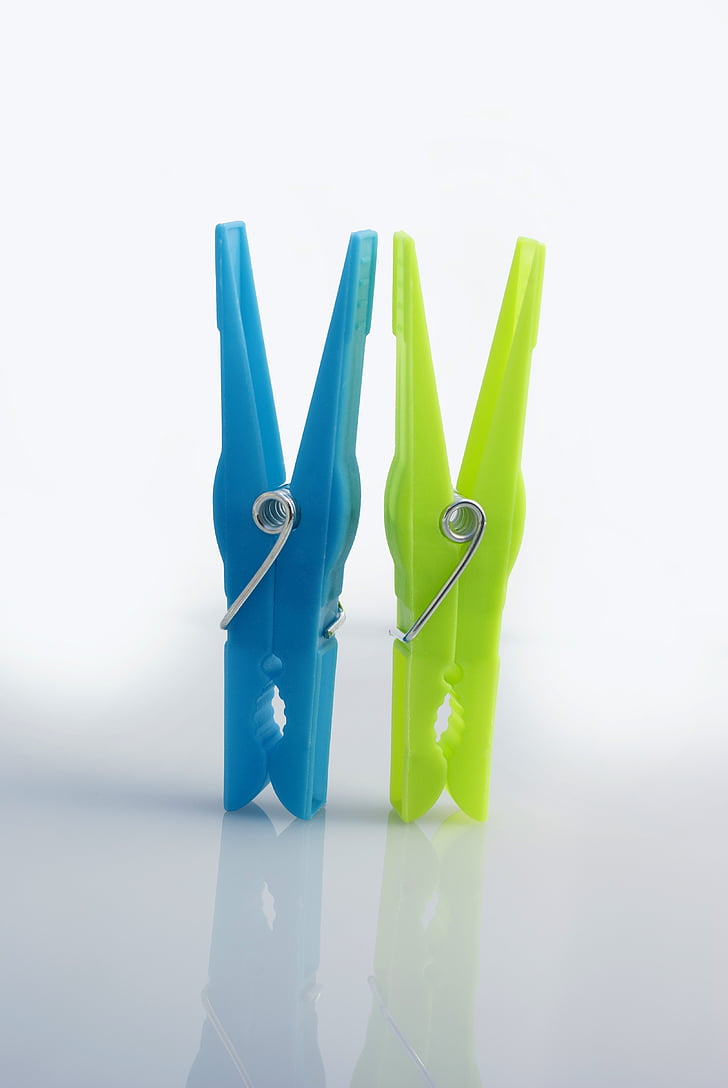 clothes peg, was, household, green, blue, wash, cleaning