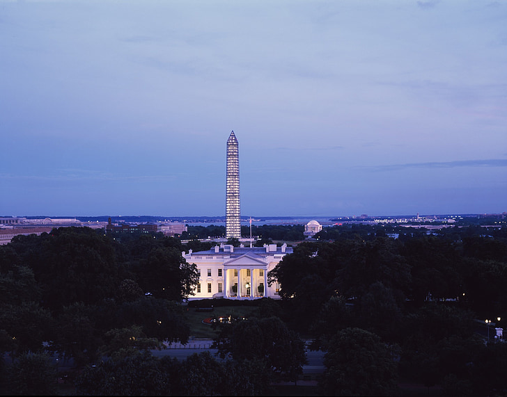 casa blanca, Monumento a Washington, paisaje urbano, lugares de interés, arquitectura, Gobierno, Presidente