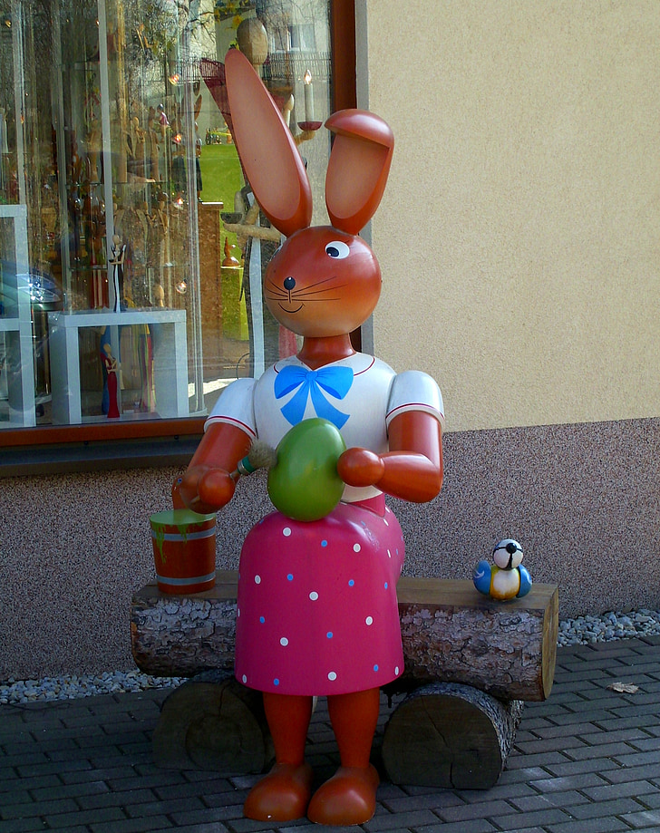 easter bunny, figure, hare, wood, customs, easter decoration, easter