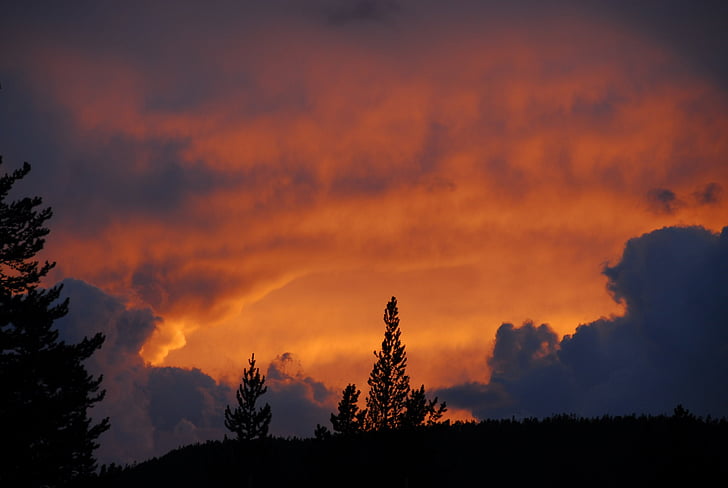 landschap, schilderachtige, zonsondergang, kleurrijke, het Nationaalpark Yellowstone, Wyoming, Verenigde Staten