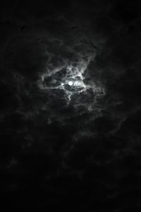 completo, Luna, nuvoloso, notte