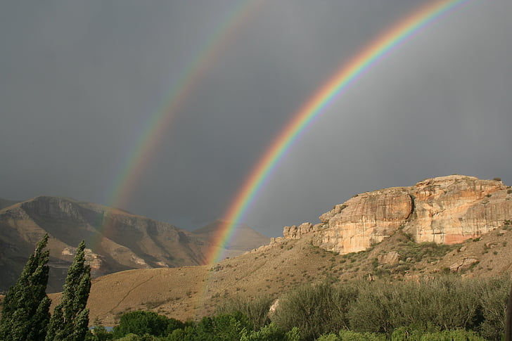 rainbow, nature, mountain, sky, season, spectrum, landscape