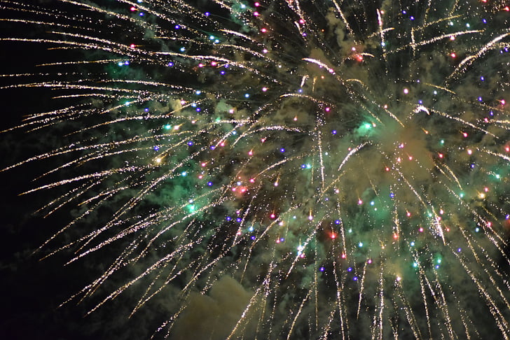 fajerwerki, niebo, noc, tło programu Fireworks, zdarzenia, celebracja, nocne niebo