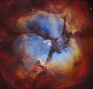 trilypis ūkas, Mesjė 20, M20, NGC 6514, vietos, Kosmosas, Visata