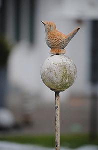 jardín, decoración, pájaro, bola