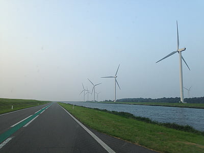 Molí de vent, carretera, solitari, només, Zelanda, Països Baixos, plana
