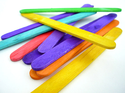 Popsicle sticks, pinde, træ, farverige, kunst, håndværk, håndværk
