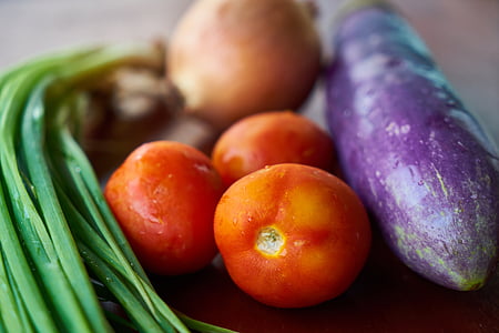 tomato, eggplant, onion, green, vegetable, healthy, health