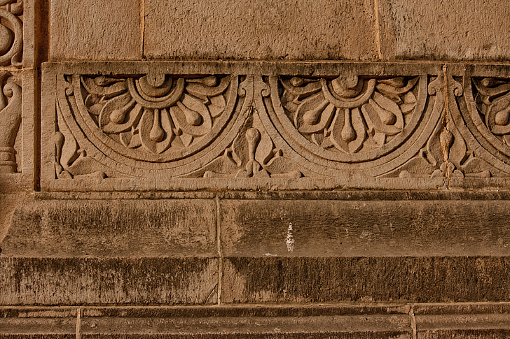 carvings, stone, wall, ancient, india, indian, sandstone