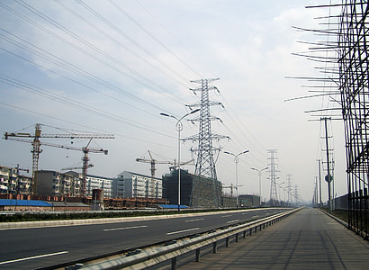 road, deserted, power, electricity, travel, street, way