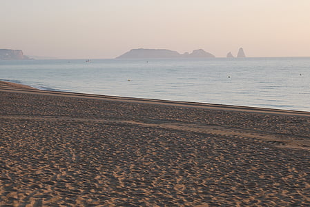 plajă, nisip, mare, apus de soare, apa, Spania, natura