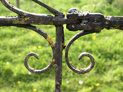 wrought iron, old, fence, metal, rusted, closed, weave