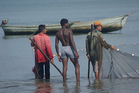 Rybaření, lidé, Livingston, Guatemala, moře, Afrika, rybář