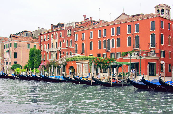 Venedig, Italien, kanal, gondol, gondoler, Barca, staden