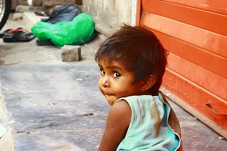 bambino, infante, bambino, indiano, India, povero, viso
