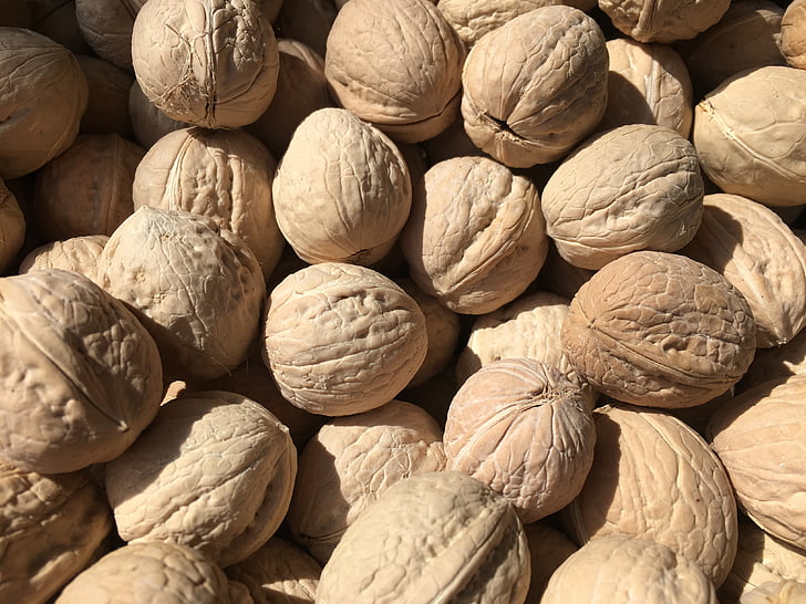 nuts, walnuts, nutshell, natural, diet