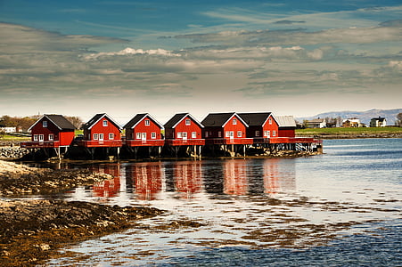 Brekstad, Trondheim, Noruega, Norvey, casa, paisagem, estrutura construída
