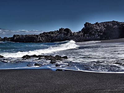 Ла Палма, Канарските острови, Атлантическия океан, рок, скали, крайбрежие, вълна