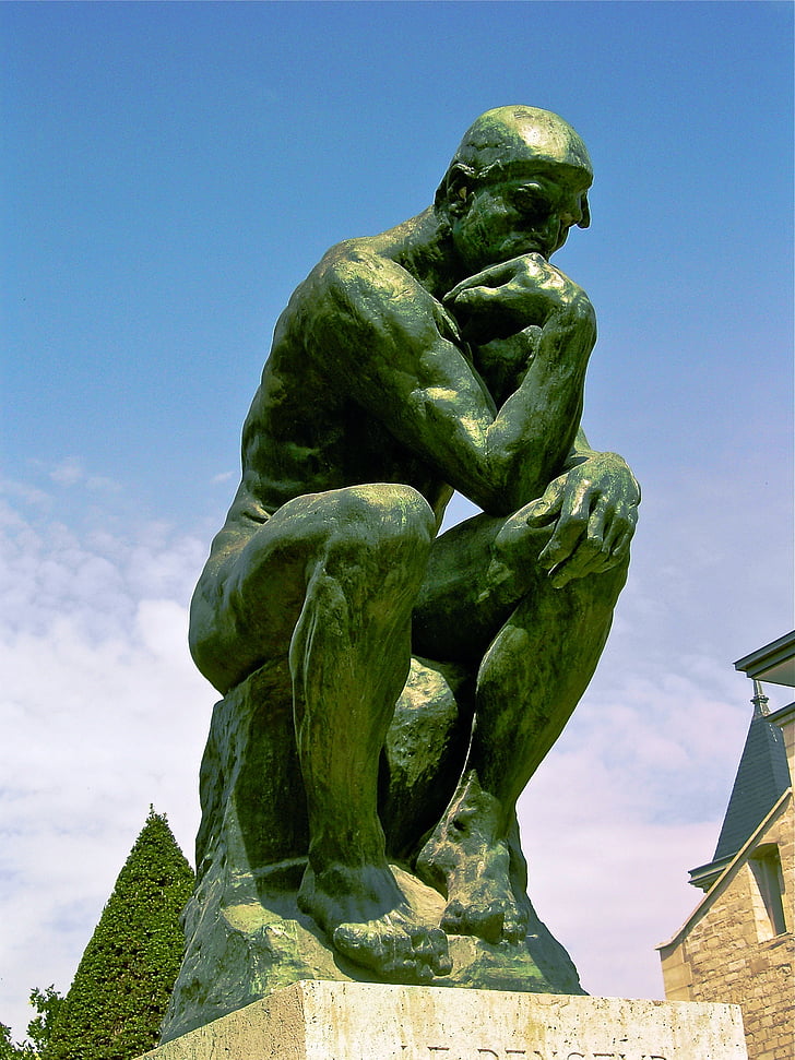 the thinker, august rodin, 1881-1882, bronze, famous sculpture, rodin museum, biron hotel