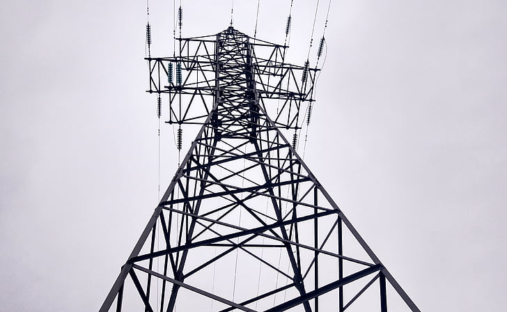 električne energije, žice, stolpov, krog, energije, visokonapetostni daljnovod, nebo