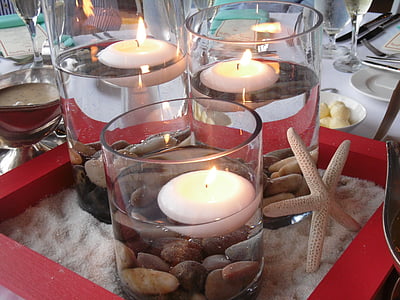 свещи, таблица настройка, трапезария, декорация, празник, вечеря, настройка