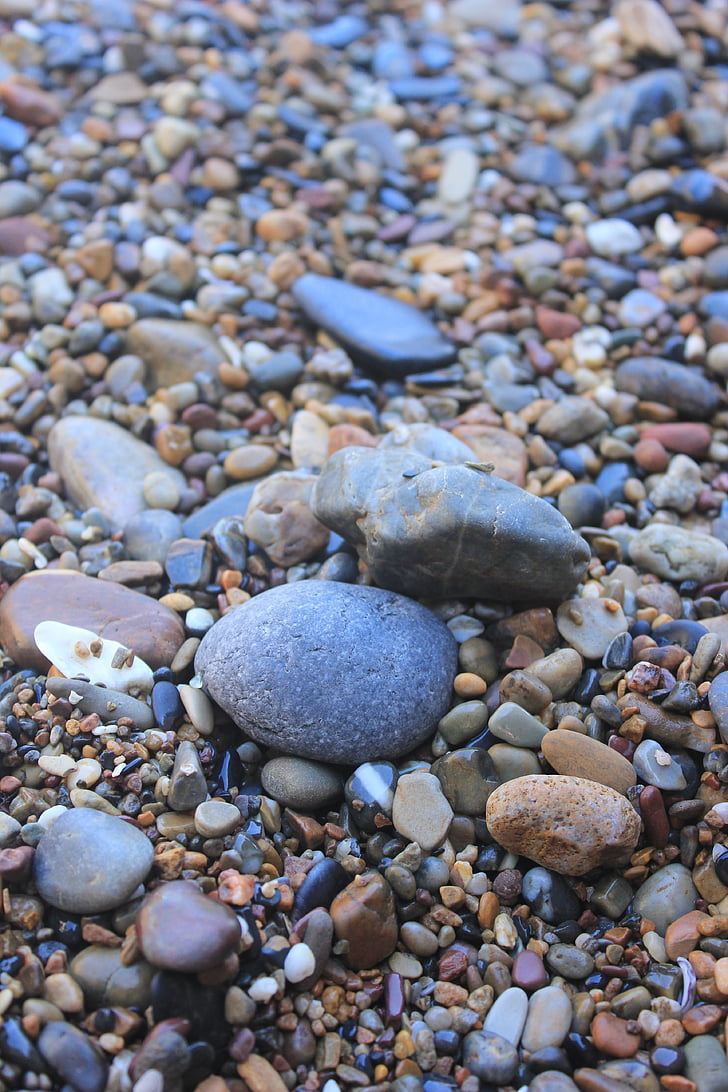 stranden, kullersten, sten, havet, färgglada, naturliga, utgöra