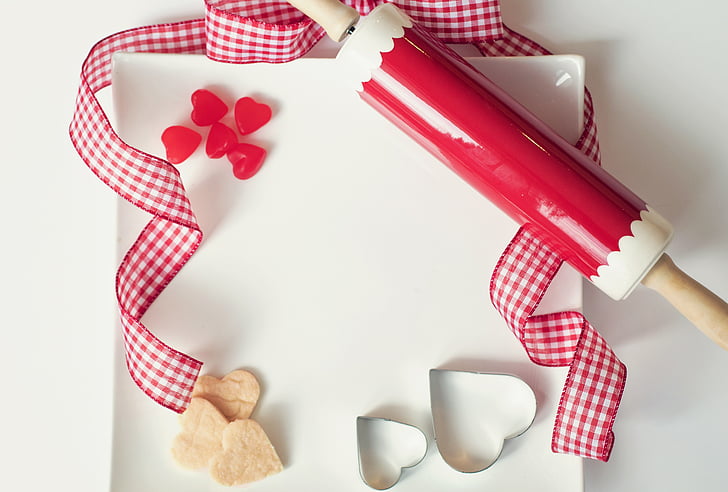 fondo del día de San Valentín, día de San Valentín, San Valentín, galletas del día de San Valentín, de la hornada, vacaciones de la hornada, rojo