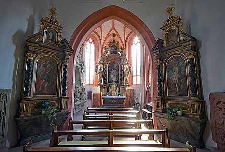 pyhiinvaellusmatka kirkko, Hess sisälsi, Mespelbrunn, Baijeri, Saksa, kirkko, usko