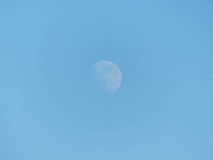 moon, sky, during the day, blue planet, pale