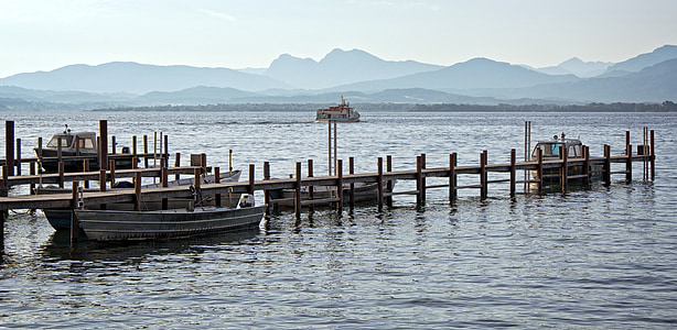 transport, port, boats, anchorage, lake, chiemsee, leisure