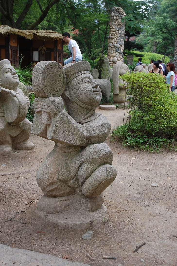 statue, dancer, south korea, asia, pierre, tradition