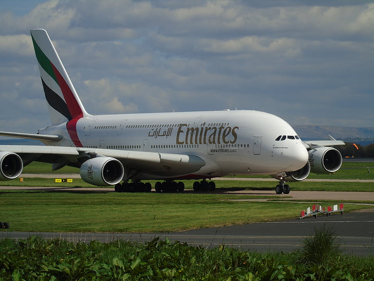 aircraft, emirates, a380, travel, flight, plane, airline