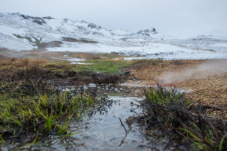 snowberg, vatten, Steam, snö, naturen, turism, landskap