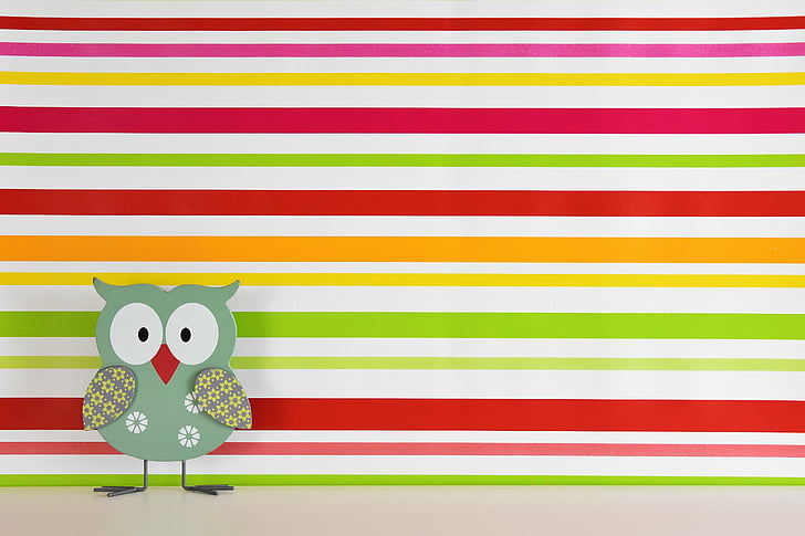 owl, colorful, wood, painted, funny, decoration, cute