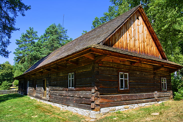 Sanok, Museo all'aria aperta, agriturismo rurale, sfere di legno, il tetto della, Polonia, vecchio