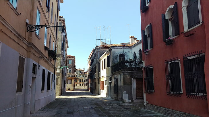 Venècia, Itàlia, cases, carretera, buit, no hi ha persones, arquitectura