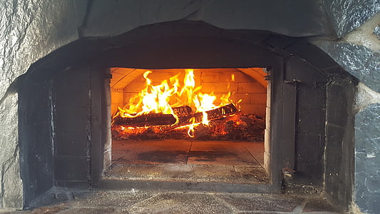 fire, oven, brick, pizzeria, cooking, pizza, firewood
