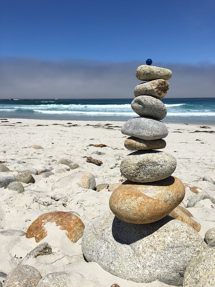 cân bằng, Zen, California, viên sỏi, đá cẩm thạch, bluemind, Pebble