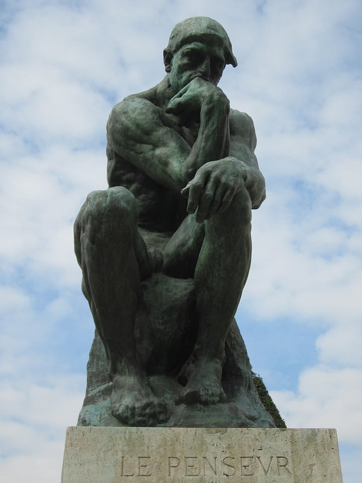mõtleja, pronks, skulptuur, Rodin, alasti, mees, Pariis