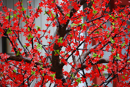 Baum, Filialen, Blumen, rot, künstliche, Natur, Dekoration
