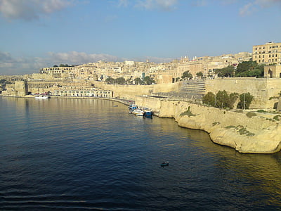 Малта, Валета, порт, живописен, Средиземно море, вода, крайбрежие