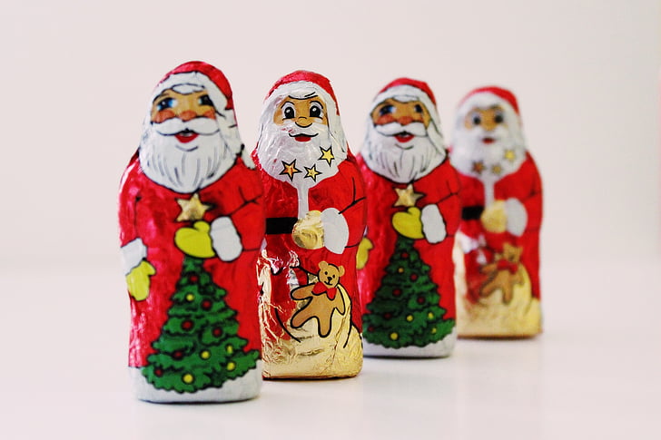 Papais Noéis, chocolate, Nicholas, Natal, decoração, chocolate de Papai Noel, motivo de Natal